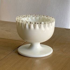 Fenton White Silver Crest Dip Bowl USA
